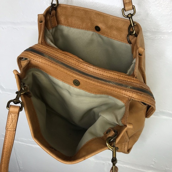 American Leather Co Lenox Cafe Latte Leather Satchel Shoulder Bag Purse - Picture 8 of 12